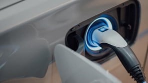 Close up of charger in an electric car