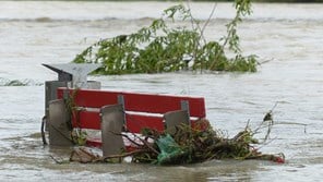 Image of a bench under water