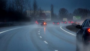 Cars in rain on a motorway