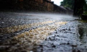 Raining on a road