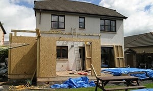 House in process of having extension built